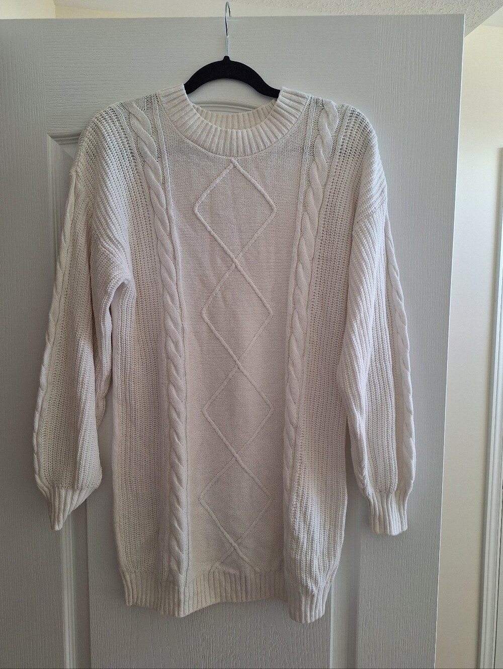 Ivory Cable Knit Women's Sweater Dress